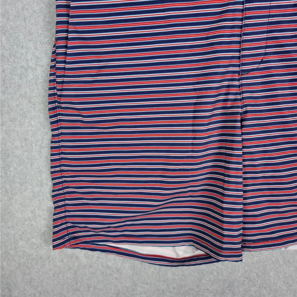 Lands' End Mens Large (36-38) Swim Shorts/Trunks Red White Navy Stripe